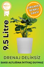 Gri 9.5 Litre Dekoratif Bitki Saksısı – İç-Dış Mekan Bitkileri İçin Uygun Saksı - Görsel 2