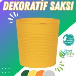 ( BÜYÜK BOY SAKSI ) Sarı DELİKSİZ 9.5 Litre Dekoratif Bitki Saksısı – İç-Dış Mekan İçin Uygun