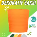 Turuncu Direnajlı 9.5 Litre Dekoratif Bitki Saksısı – İç-Dış Mekan Bitkileri İçin Uygun Saksı