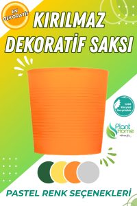 Turuncu Direnajlı 9.5 Litre Dekoratif Bitki Saksısı – İç-Dış Mekan Bitkileri İçin Uygun Saksı