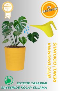 Sarı Sulama Kabı 1 Litre – Ergonomik, Dayanıklı ve Şık Bitki Sulama Kabı - İç & Dış Mekan Kullanımı - Görsel 2