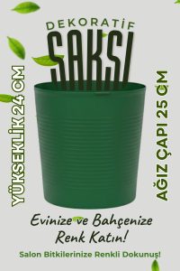 (BÜYÜK BOY SAKSI .)Yeşil 9.5 Litre Dekoratif Bitki Saksısı – İç-Dış Mekan Bitkileri Saksısı - Görsel 3