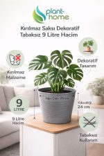 Büyük Boy 9.8 Litre Frost Grey Saksı – İç ve Dış Mekan Uyumlu Dekoratif Saksı - Görsel 2