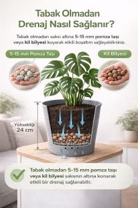 Büyük Boy 9.8 Litre Frost Grey Saksı – İç ve Dış Mekan Uyumlu Dekoratif Saksı - Görsel 3