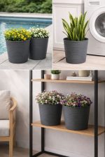 Büyük Boy 9.8 Litre Frost Grey Saksı – İç ve Dış Mekan Uyumlu Dekoratif Saksı - Görsel 4