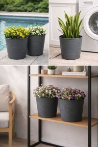 Büyük Boy 9.8 Litre Frost Grey Saksı – İç ve Dış Mekan Uyumlu Dekoratif Saksı - Görsel 4