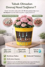 Büyük Boy 9.8 Litre Sarı Dekoratif Saksı – İç ve Dış Mekan Uyumlu Saksı - Görsel 2