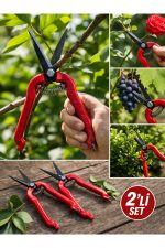 2’li Set Profesyonel Budama Makası – Keskin Çelik Bıçaklı, Yaylı Sistem, Ergonomik Bahçe Makası - Görsel 4