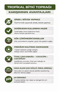 10 Litre - Tropikal Bitki Toprağı Monstera – Alocasia – Schefflera İçin Sinek Yapmayan Formül - Görsel 4
