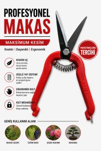 2’li Set Profesyonel Budama Makası – Keskin Çelik Bıçaklı, Yaylı Sistem, Ergonomik Bahçe Makası - Görsel 5