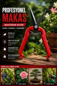 Profesyonel Bahçe Budama Makası – Yaylı Sistem, Keskin Çelik Uç, Ergonomik Sap