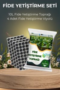Fide Yetiştirme Seti - 10 Litre Fide Yetiştirme Toprağı (5+5 Litre) 4 Adet Viyol