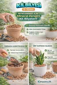 Bitki Bakımı İçin Doğal Kil Bilyesi (Hidroton) – Topraksız Tarım Kil Bilyesi - 3 Litre - Görsel 4