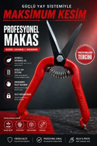 Profesyonel Bahçe Budama Makası – Yaylı Sistem, Keskin Çelik Uç, Ergonomik Sap - Görsel 3