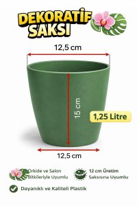 Orkide Saksısı Koyu Yeşil Dekoratif Dış Saksı 1 Adet- 12 Pot Şeffaf Orkide Üretim Saksısı Hediyeli - Görsel 3