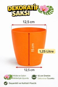 Orkide Saksısı Turuncu Dekoratif Dış Saksı 1 Adet- 12 Pot Şeffaf Orkide Üretim Saksısı Hediyeli - Görsel 3