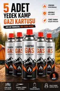 5 Adet Kamp Gaz Kartuşu 400 ML | Kartuşlu Ocak ve Pürmüz Uyumlu | Butan Gaz Tüpü | Yedek Kamp Gazı Seti