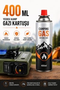 5 Adet Kamp Gaz Kartuşu 400 ML | Kartuşlu Ocak ve Pürmüz Uyumlu | Butan Gaz Tüpü | Yedek Kamp Gazı Seti - Görsel 2