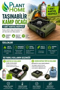 Taşınabilir Kamp Ocağı | Kartuşlu & Tüplü Kullanım | 1 Adet Gaz Kartuş Hediyeli | Portatif Piknik Kamp Ocak - Görsel 2