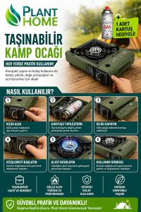 Taşınabilir Kamp Ocağı | Kartuşlu & Tüplü Kullanım | 1 Adet Gaz Kartuş Hediyeli | Portatif Piknik Kamp Ocak - Görsel 3